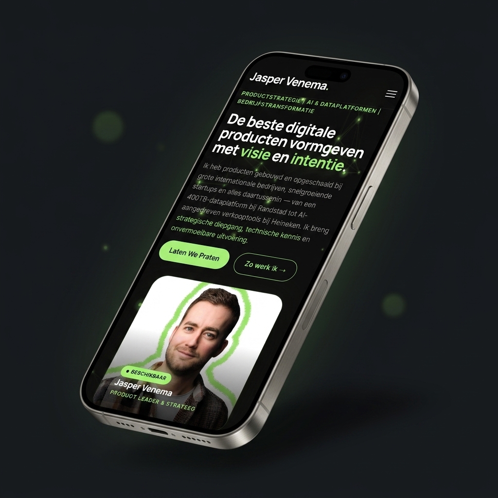 jaspervenema.nl — portfolio site of Head of Product Jasper Venema